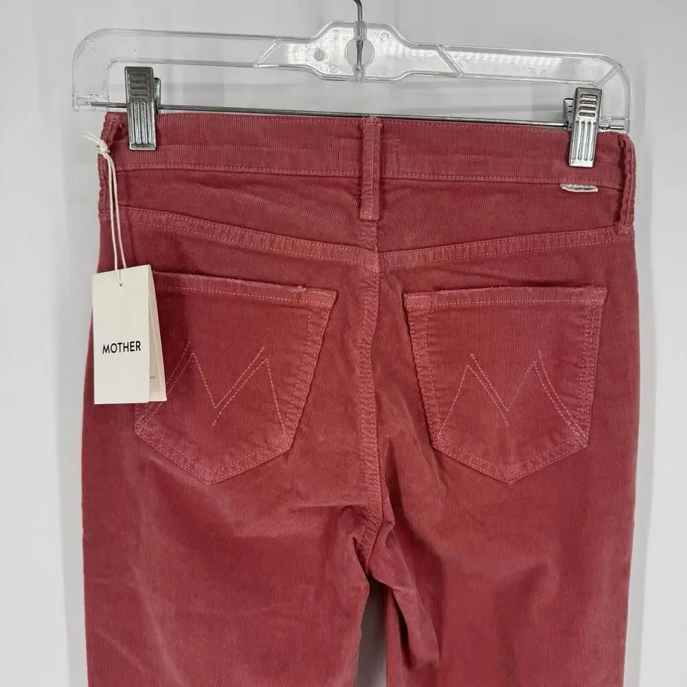 Mother pants womens 25 pink corduroy ruffle crop cha cha chew preppy spring